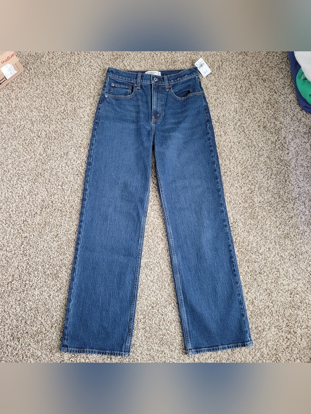 Abercrombie & Fitch High Rise 90s Relaxed Jeans Dark Blue Denim 27 Regular NWT